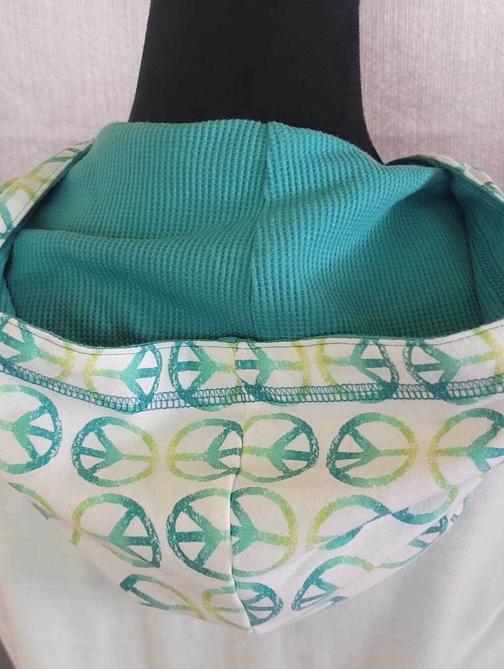 Peace Sign Zip Hoodie in Mint and Teal - Picture 4 of 7